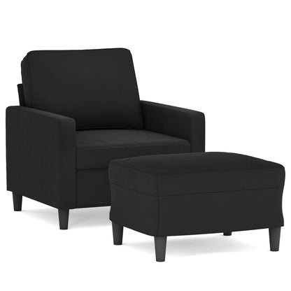 Fauteuil en velours & son repose pied